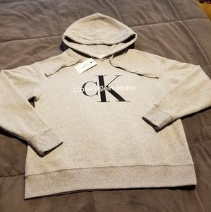 CALVIN KLEIN grey pull string hoodie, brand new with tags. Size Small